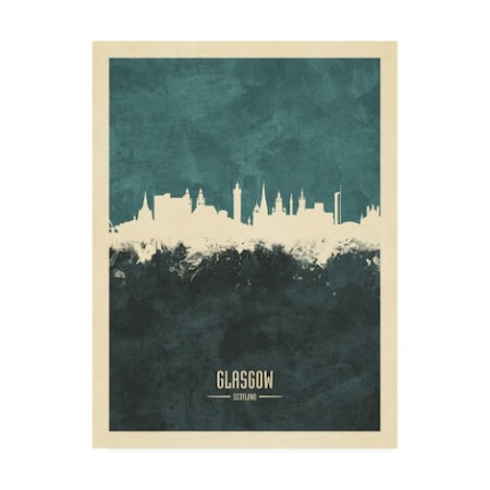 Michael Tompsett 'Glasgow Scotland Skyline Teal' Canvas Art,18x24